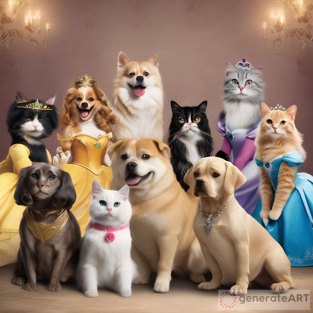 Cats and Dogs Dressed as Disney Princesses - A Magical Pet Parade