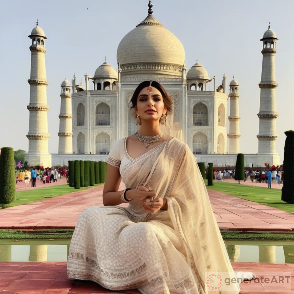 Beauty and Grandeur: Bollywood Actress Waiting at Taj Mahal