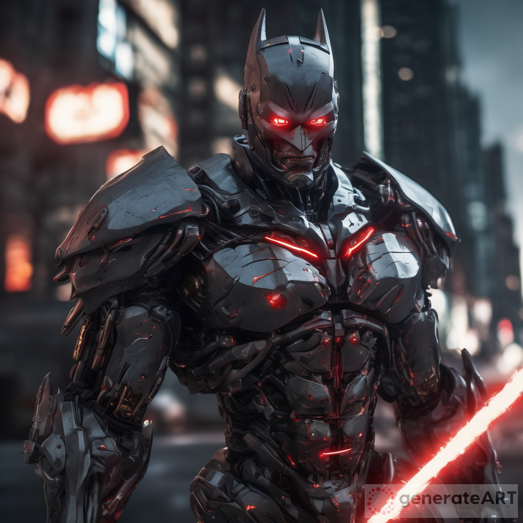The Elegant and Powerful Dark Knight Cyborg: A Cinematic Composition