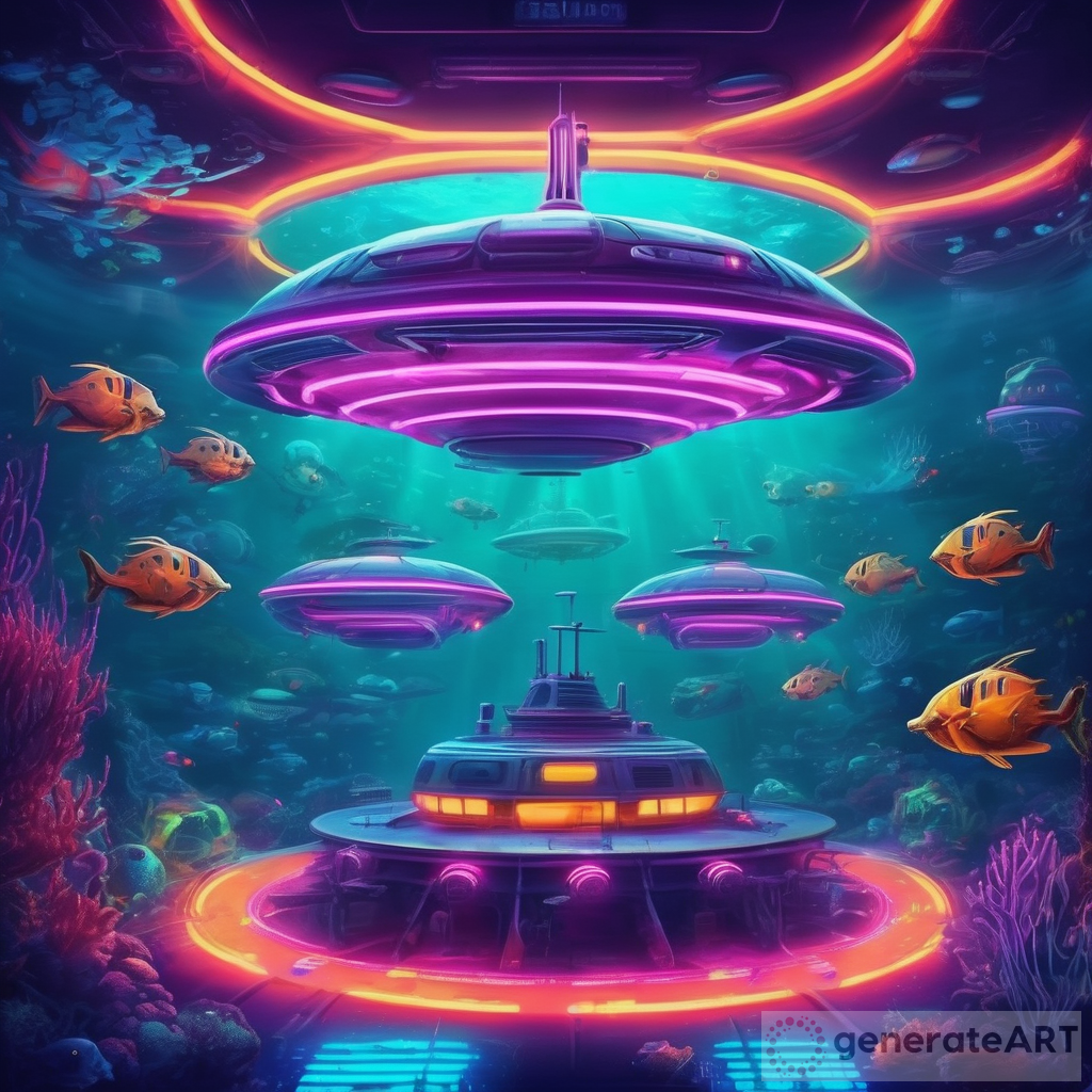 Exploring the Mysterious Underwater UFO Base: A Neon-Colored View
