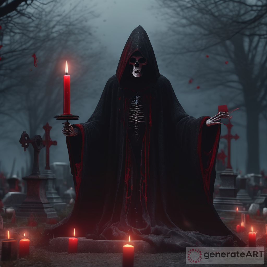 Unveiling the Enigmatic Encounter: Jawless Grim Reaper in a Gothic Cemetery