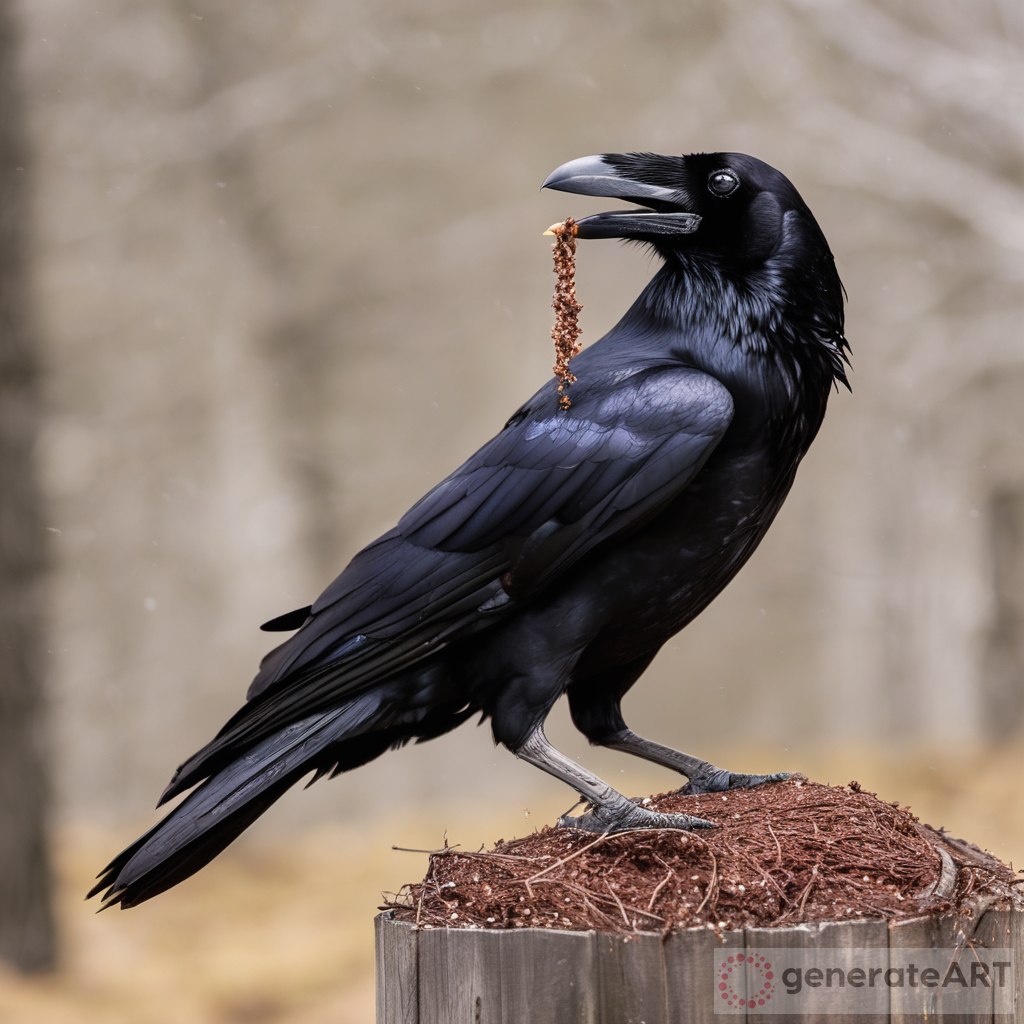 Unity and Compassion in Nature: Raven Feeding Two Birds