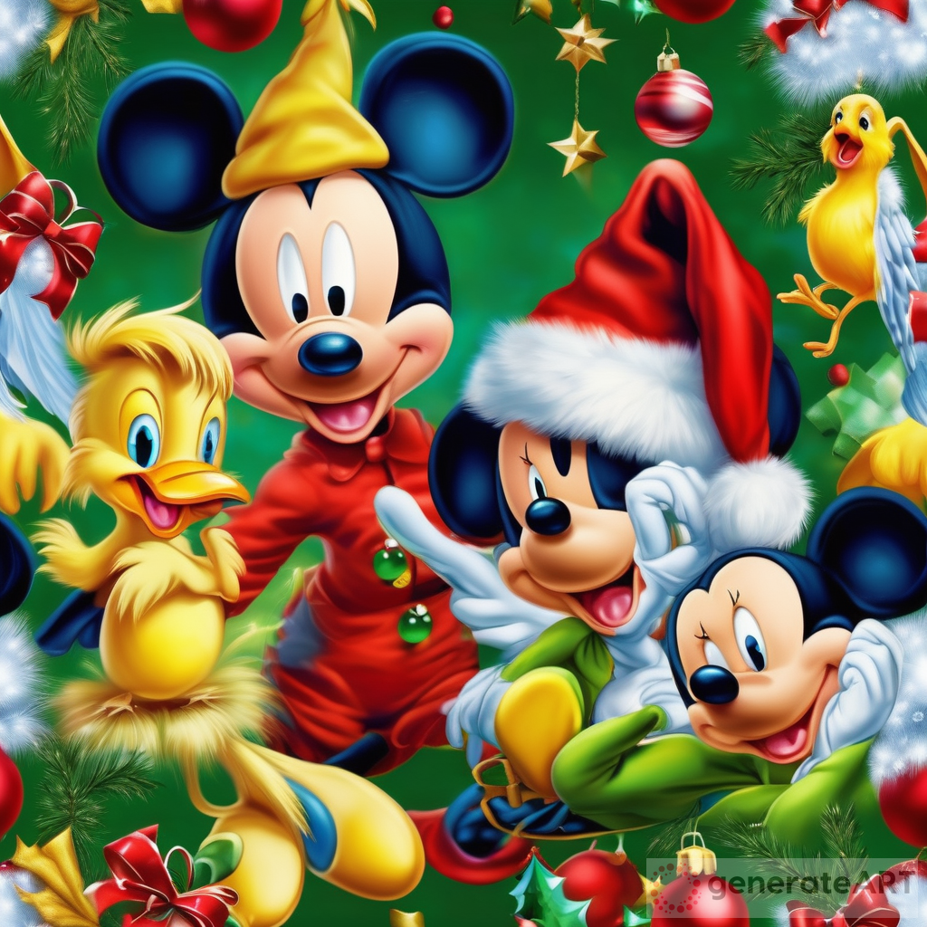 Enchanting Christmas Theme: Photorealistic Mickey Mouse, Male Tweety ...