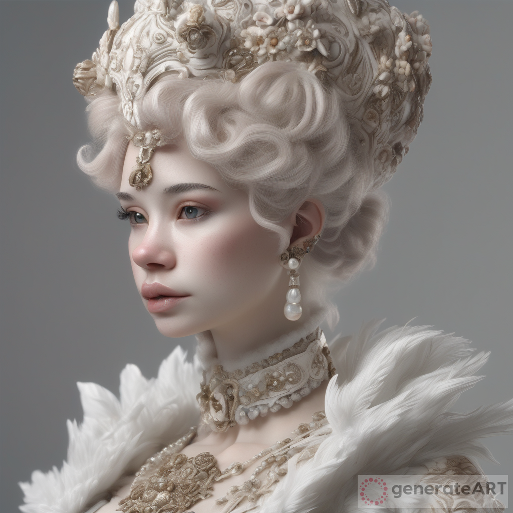 Swan-inspired Hyper-Realistic Portrait: A Fusion of Dolly Kei and Baroque Sculptures