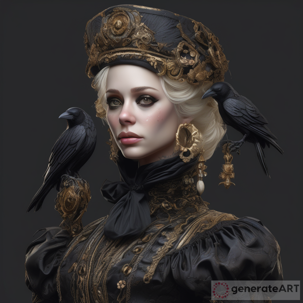 Swedish-Inspired Female Raven Character: Hyper-Realistic Portrait Style