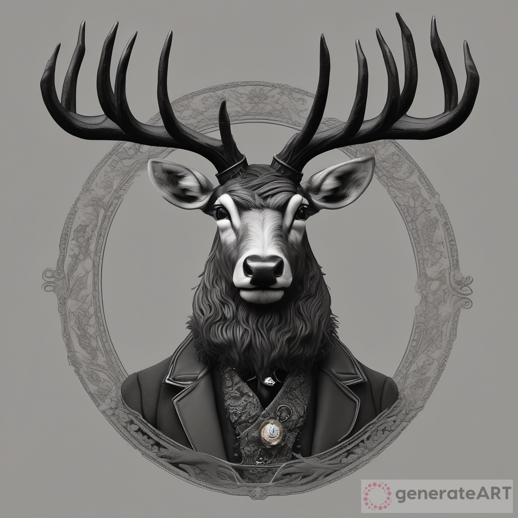 Highland Moor-Inspired Male Stag Character: A Hyper-Realistic Portrait