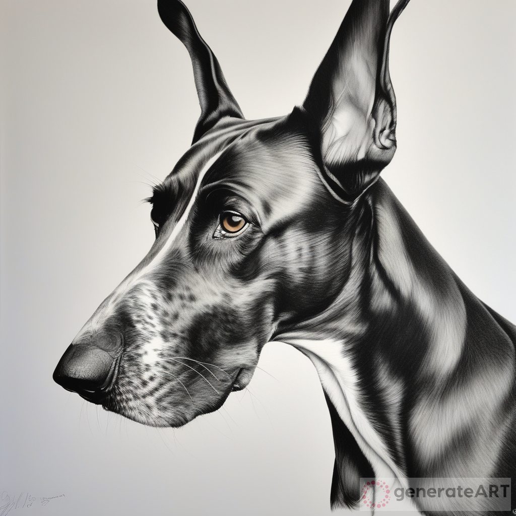 Grand Bleu de Gascogne Hound Dog: Black and White Pencil Drawing