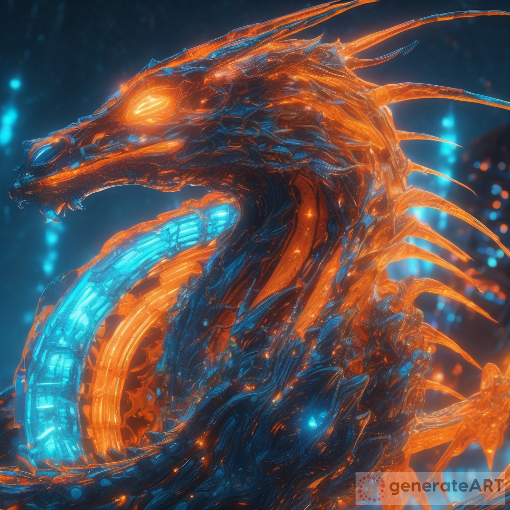 The Hypnotic Encounter: Alien Dragon Surrounded by Brilliant Lights