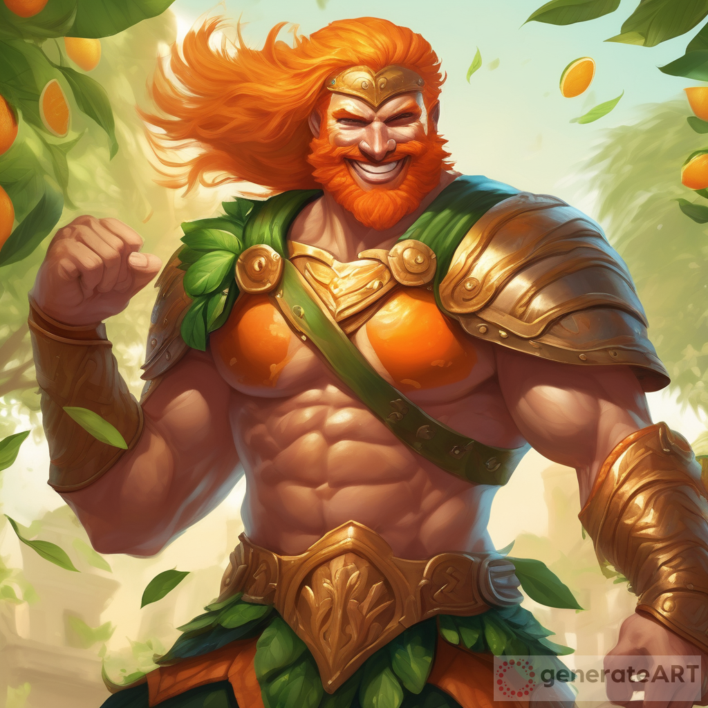 Citrus Gladiator: A Zestful Warrior in a Sun-Kissed Clearing