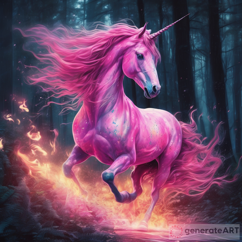 Chasing Shadows: The Fluorescent Pink Unicorn's Journey Through the Dark Forest