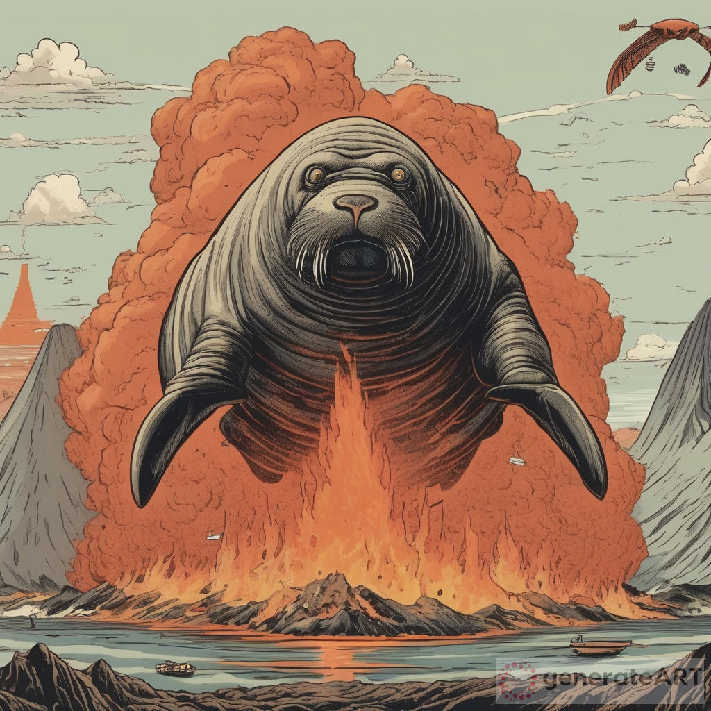 The Unlikely Hero: Flying Walrus with Robot Tusks Drops Godzilla into Volcano