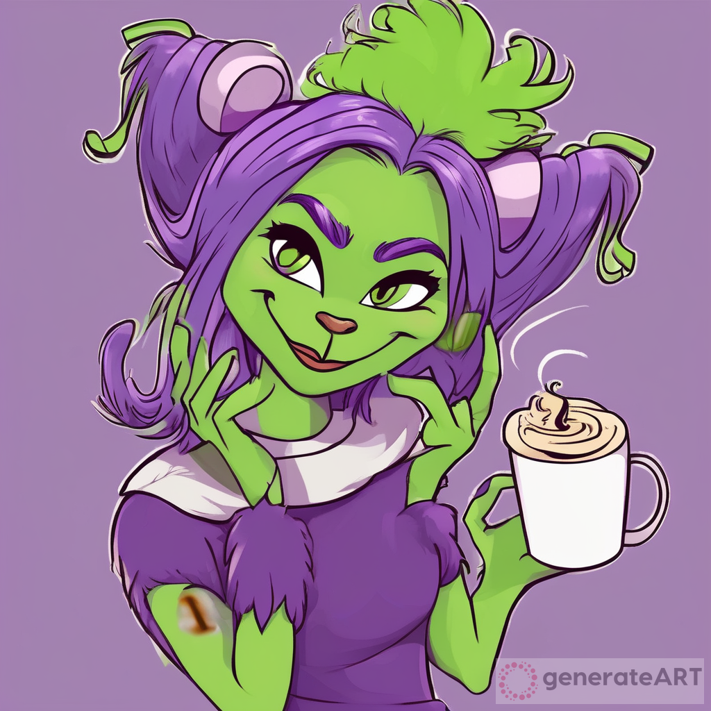 Meet the Adorable Girl Grinch with Purple Hair and a Starbucks Cup