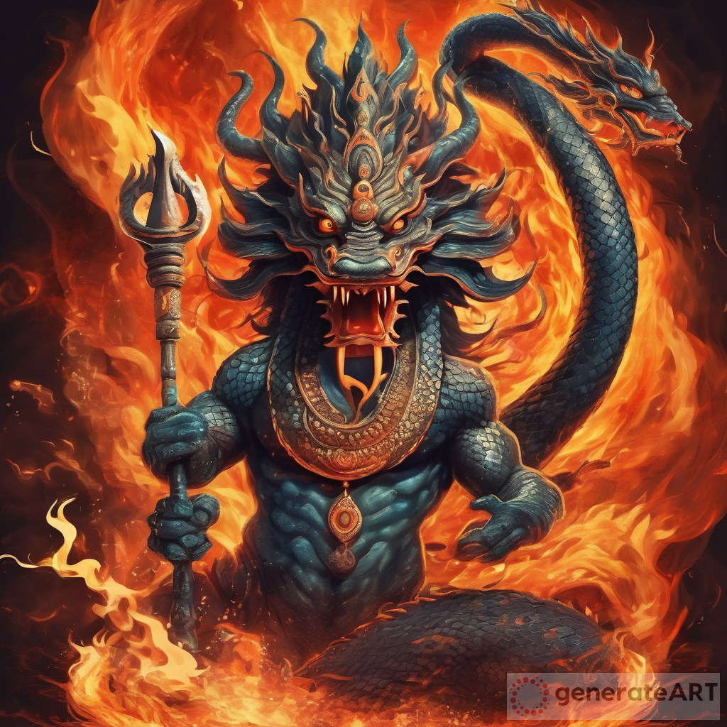 The Epic Battle: Lord Shiva vs. the Fiery Snakehead Dragon | GenerateArt