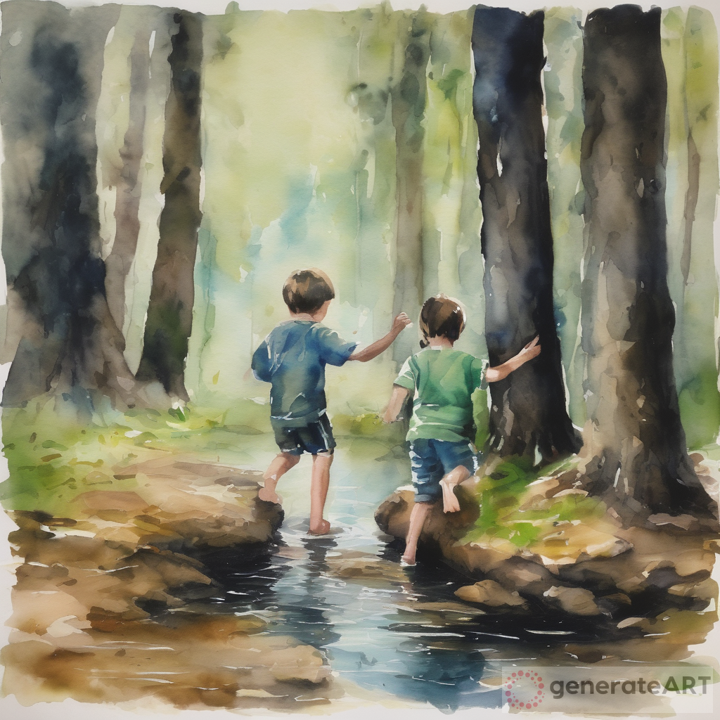 Unleashing Imagination: Kids' Water Painting Adventure in the Enchanted Woods