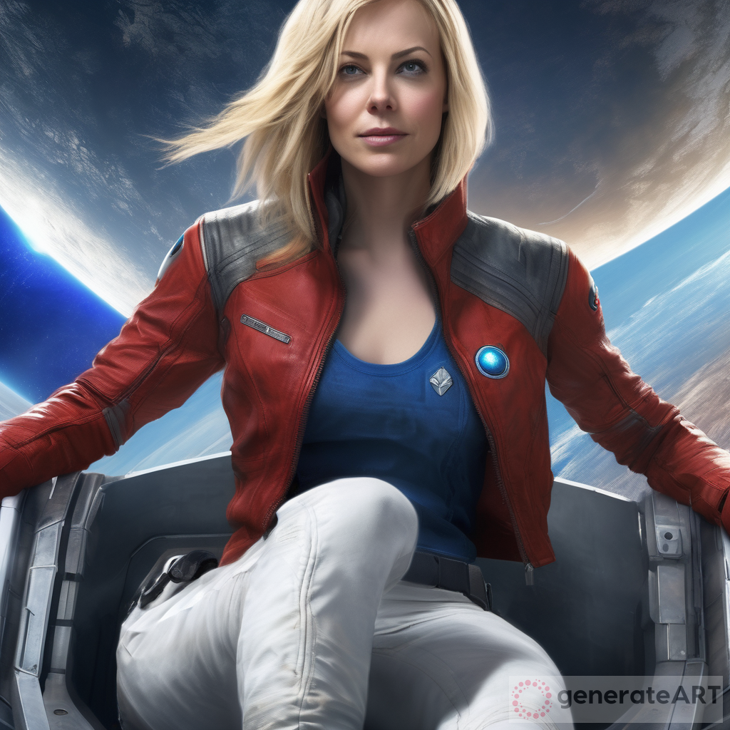 4K UHD Starfield Concept Art: Sarah Morgan in Red Leather Jacket and Blue Tank Top