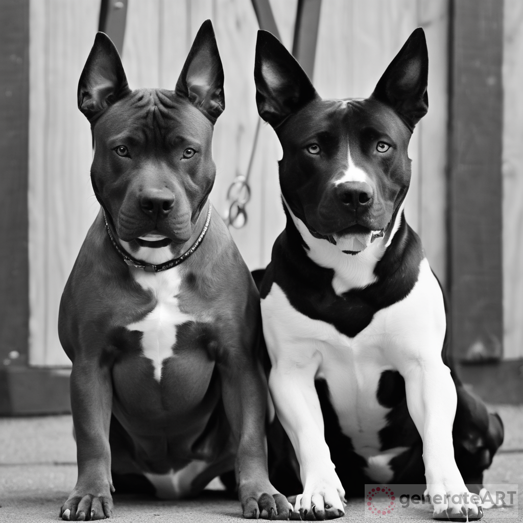 Black & White American Bully & Pit bull mix and a German Shepherd Permananes mix