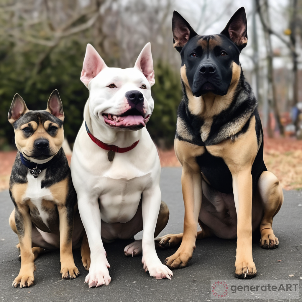 Meet a White American Bully & Pit Bull Mix with Black Markings and a German Shepherd Permaneder mix