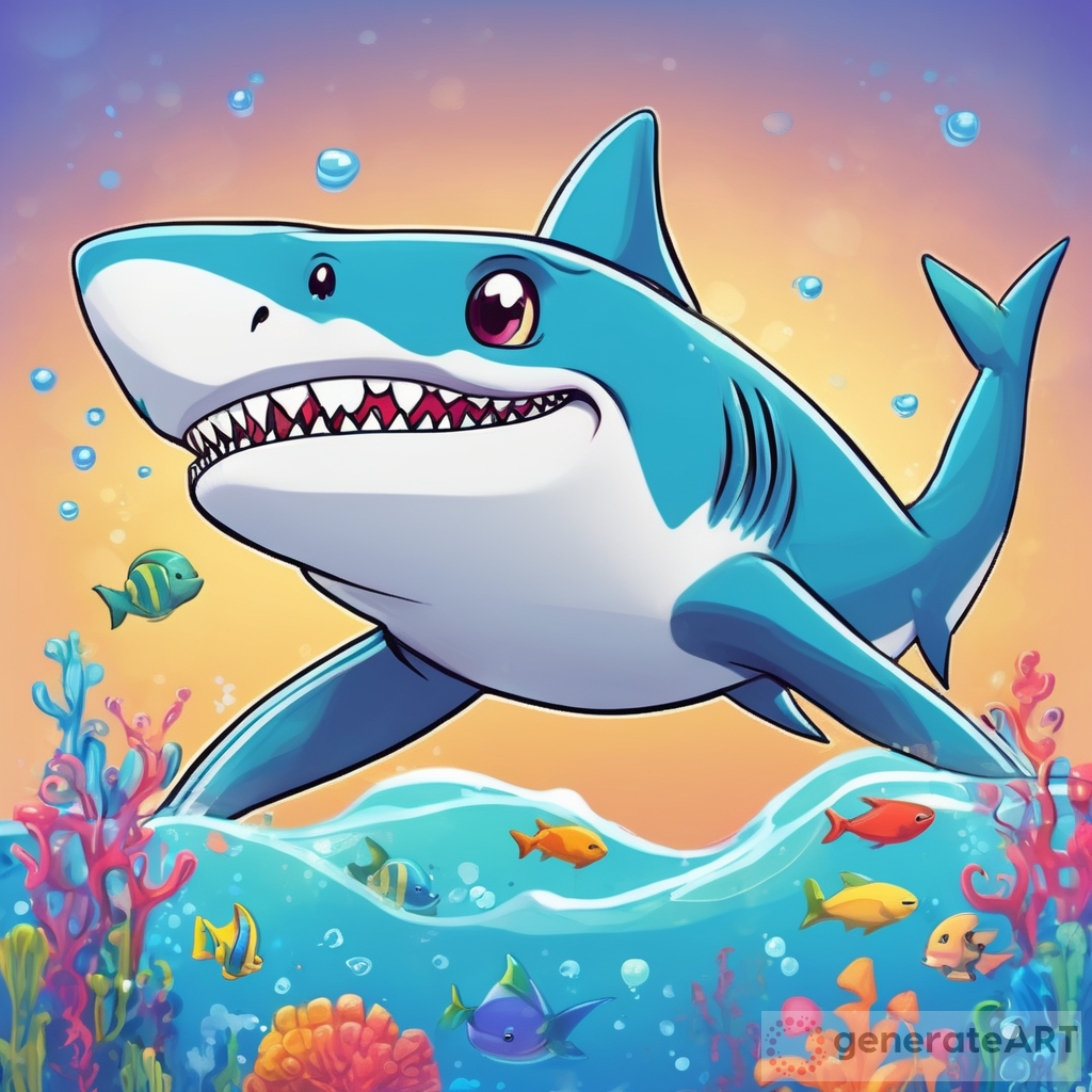 Create a Whimsical Illustration of a Young, Friendly, Nerdy Shark