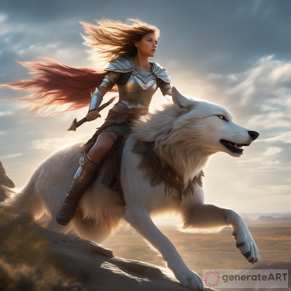 A Charming Young Warrior Riding on a Wolf: An Adventure in Fantasy