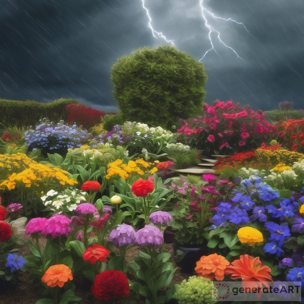 A Colorful Garden in Stormy Weather