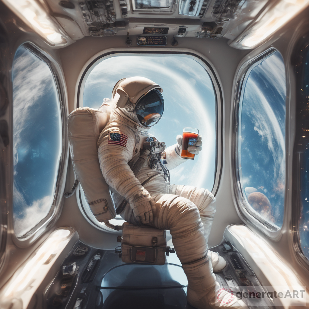 Double Exposure Image: Astronaut's Daily Life on a Spaceship