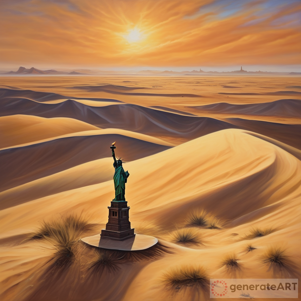 Oil Painting: Statue of Liberty in the Namib Desert