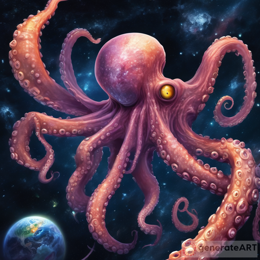 The Epic Battle: A Space Octopus Devouring a Galaxy