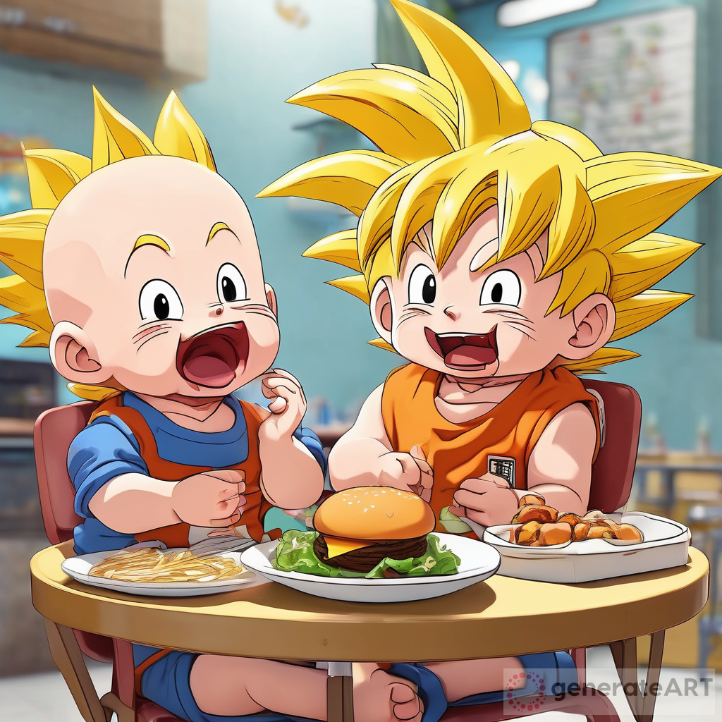 Adorable 3D Baby Goku's Joyful Burger Adventure