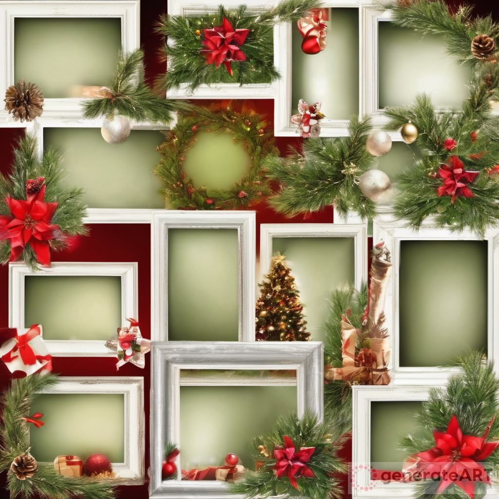 Get Festive with a Nice and Bright X-Mas Collage Featuring Empty Frames for Photos
