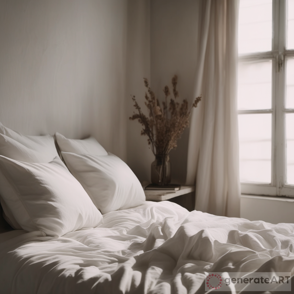 Cinematic Shot: Bed with White Sheets and Muted Colors