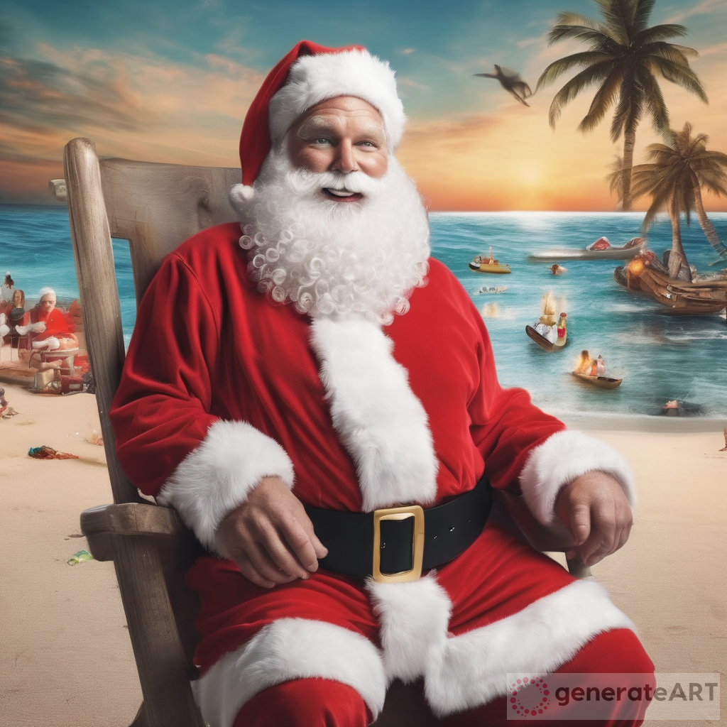 Santa Claus enjoying a Beach Scene in Florida