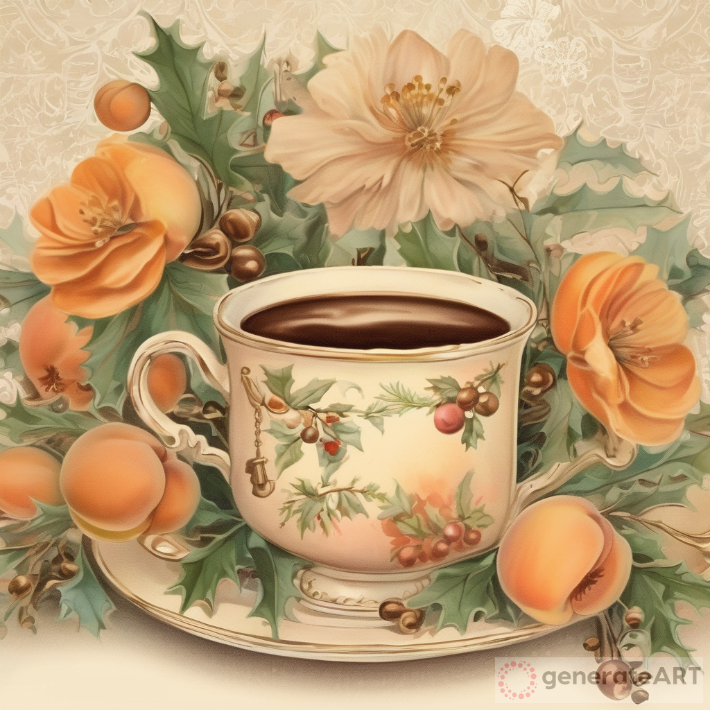 Apricot-colored Christmas Art: A Victorian-inspired Whimsical Delight