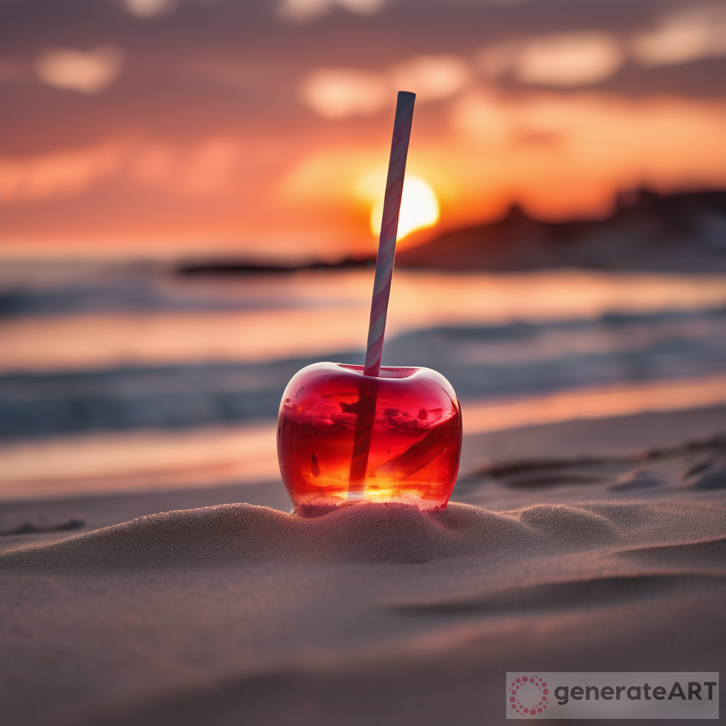 Exploring the Beauty of a Candy Apple Transparent Glass on a Beach during Sunset