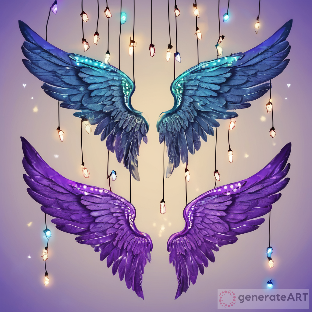 Vintage Style: A Beautiful Set of Angel Wings with Christmas Lights