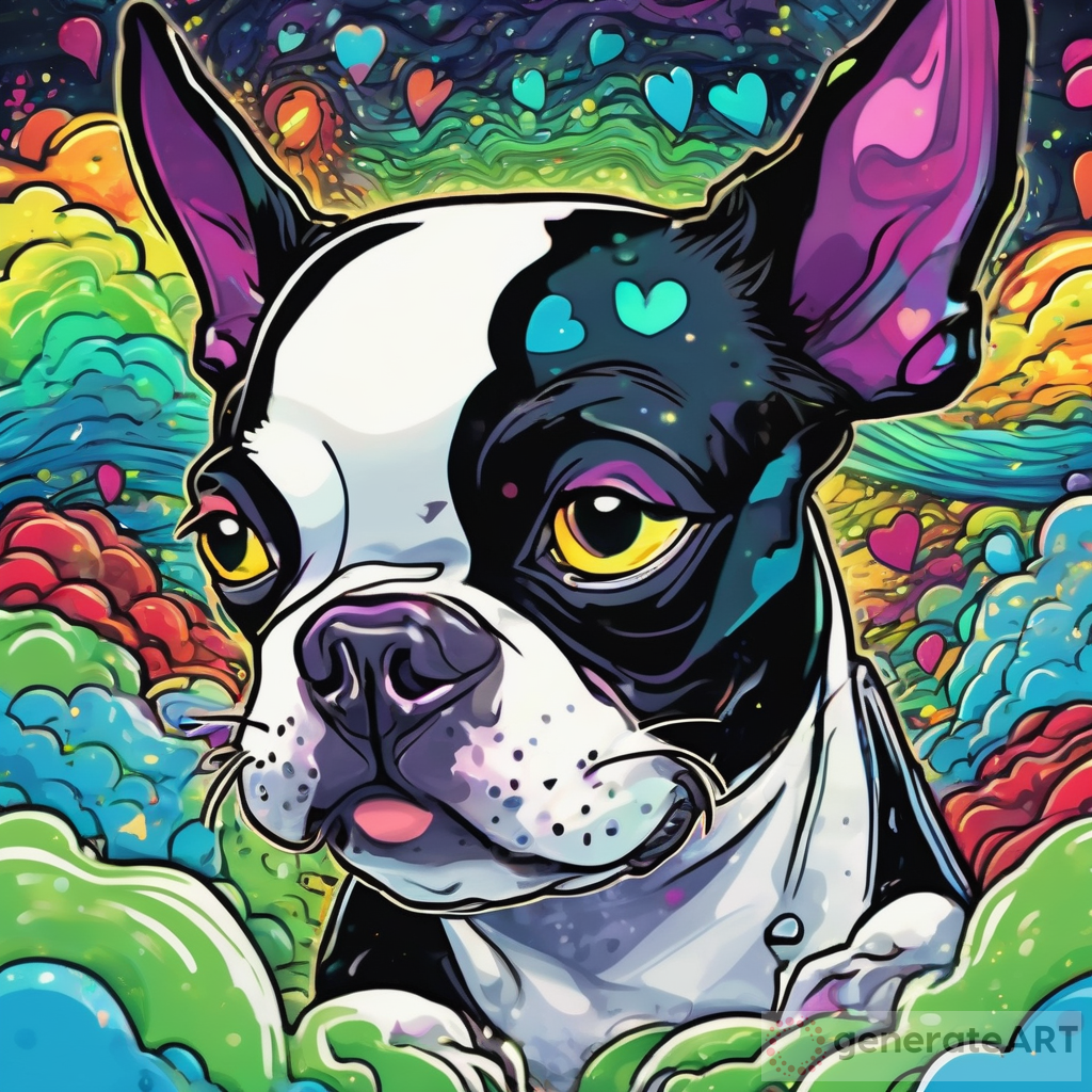 The Enchanting World of Inkpunk-Inspired Art: A Boston Terrier's Cosmic Adventure
