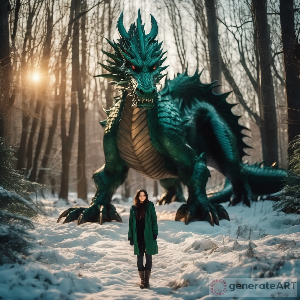 The Enchanting Encounter: A Magnificent Dragon and a Beautiful Woman