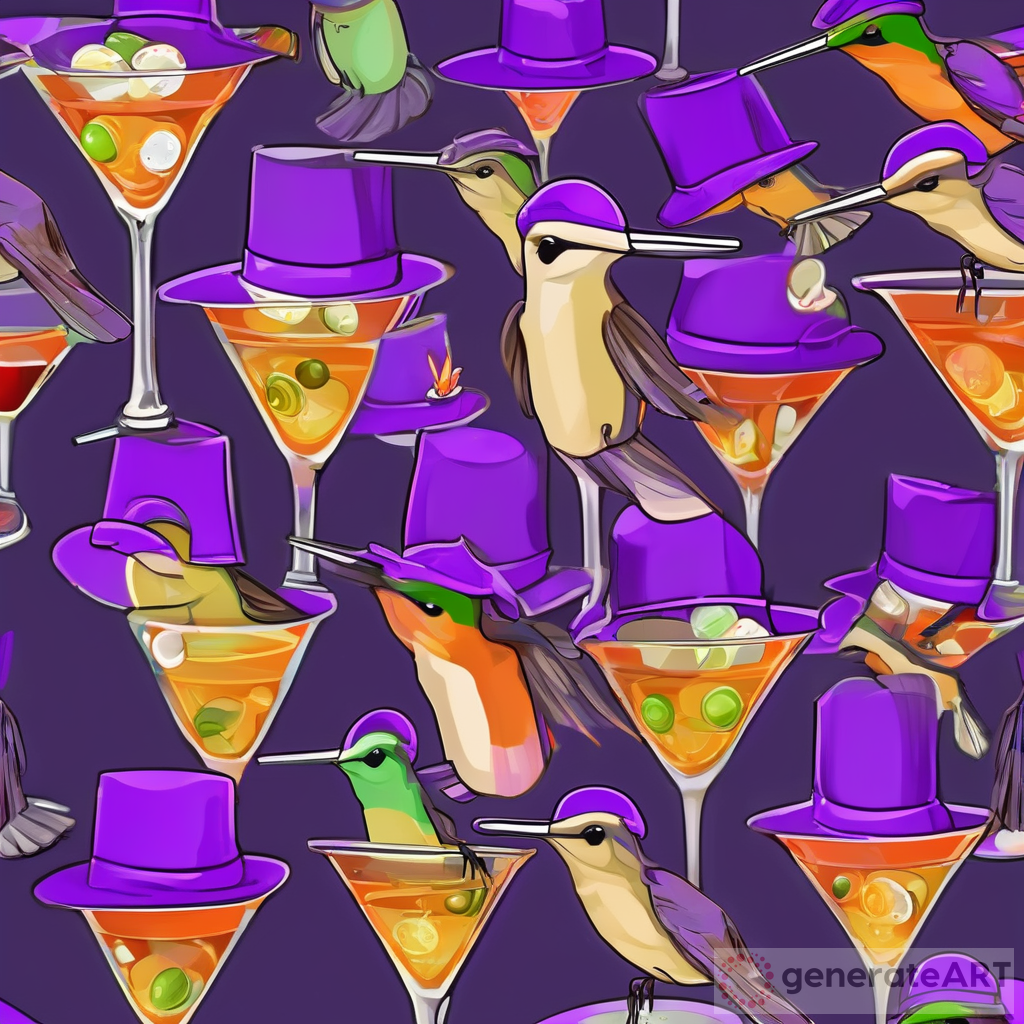 Hummingbirds in Purple Hats: A lively bingo night in the avian world
