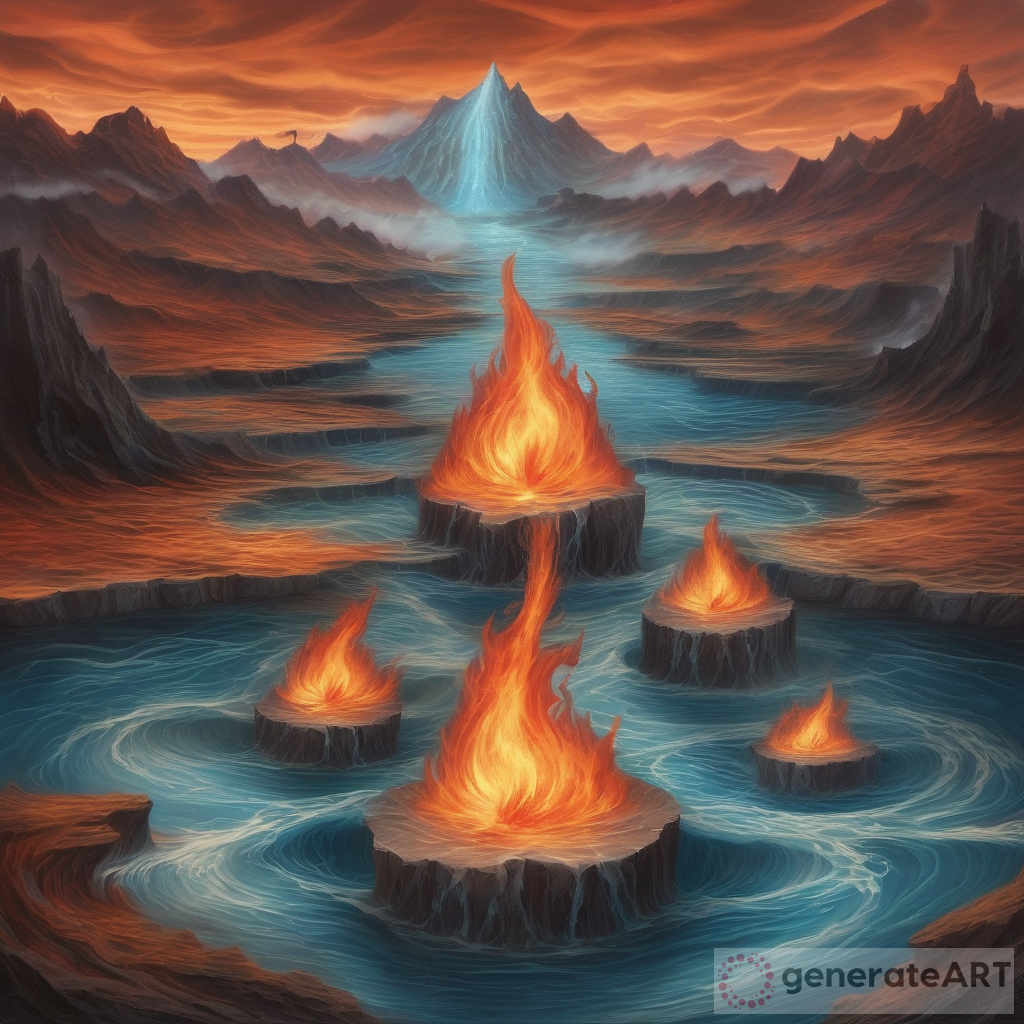 A Spellbinding Fusion: Fire and Water Converge in a Surreal Landscape