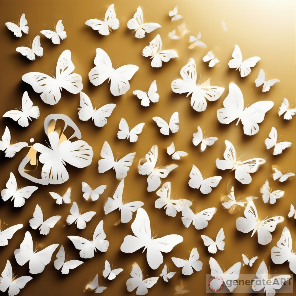 Beautiful Silhouettes of White Butterflies: A Delicate Dance on a Golden Canvas