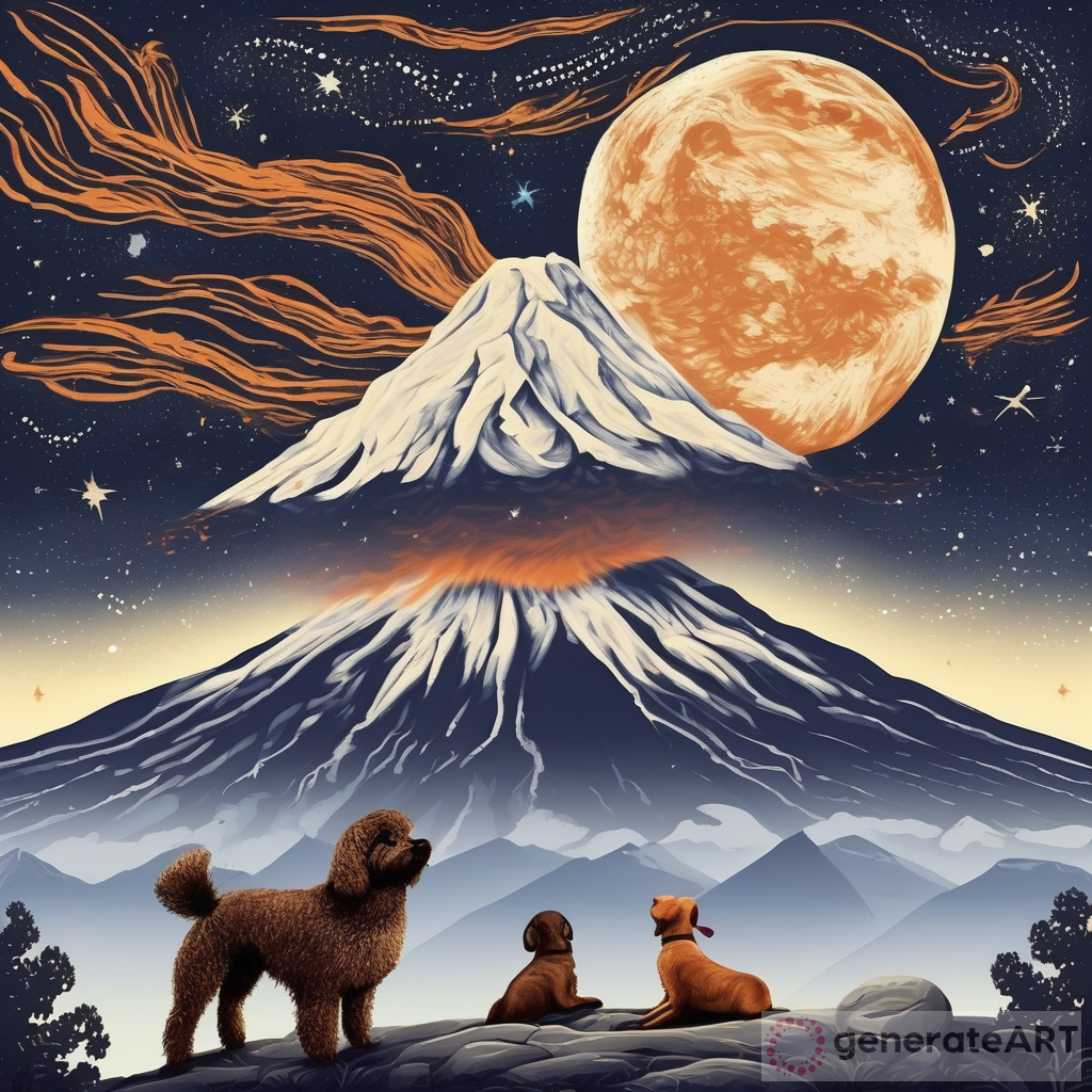 Enchanting Image: Mexican Volcanoes, Snowy Night, Shepherds, Dogs Playing