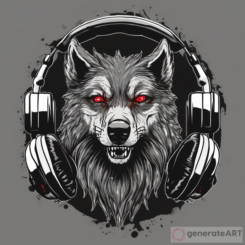 Unleashing the Power: A Heavy Metal Gothic Wolf DJ with Headphones
