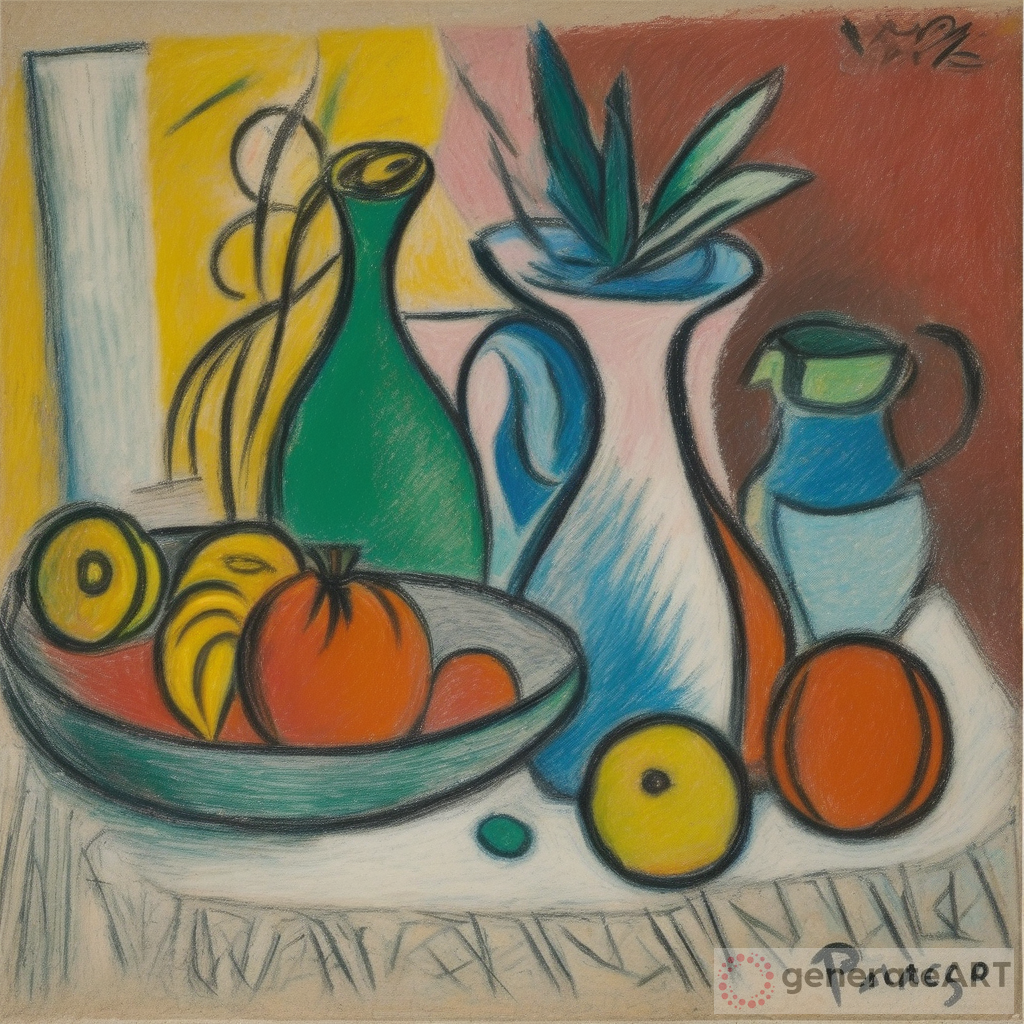 Vibrant Still Life in Oil Pastel: Picasso's Masterpiece