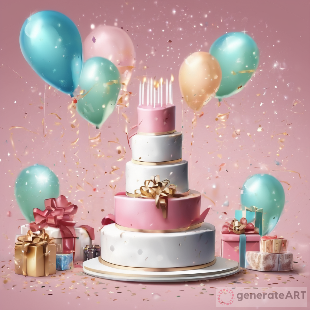 An Elegant Celebration: Balloons, Cake, and Joyful Presents