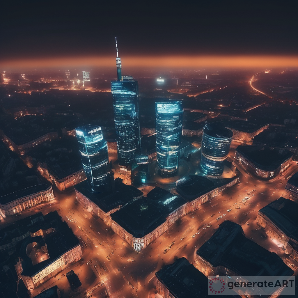 Exploring the Cyberpunk Vibe: Warsaw's Night Sky from Above