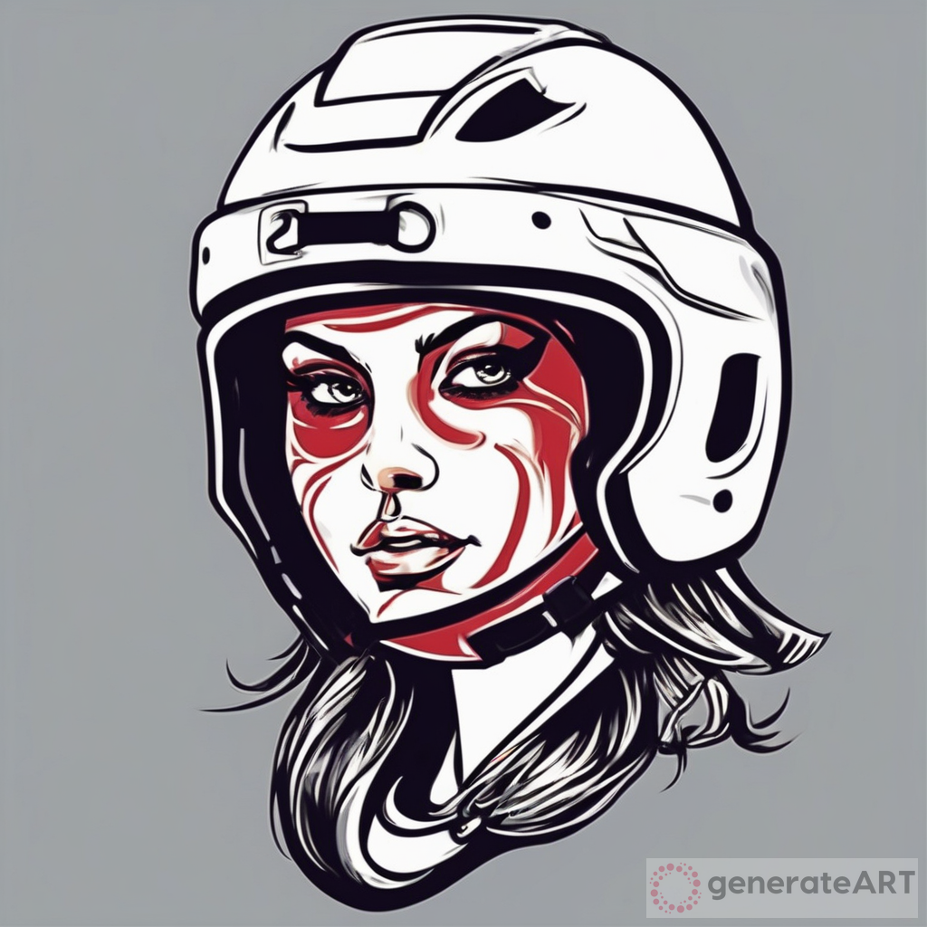 Ice Hockey Girl in Helmet: A Cool and Creative T-Shirt Illustration