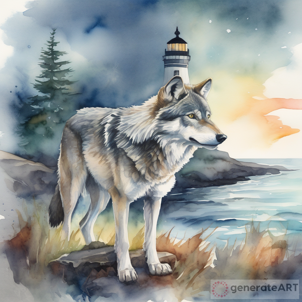 The Enchanting Journey of a Grey Wolf in a Lighthouse