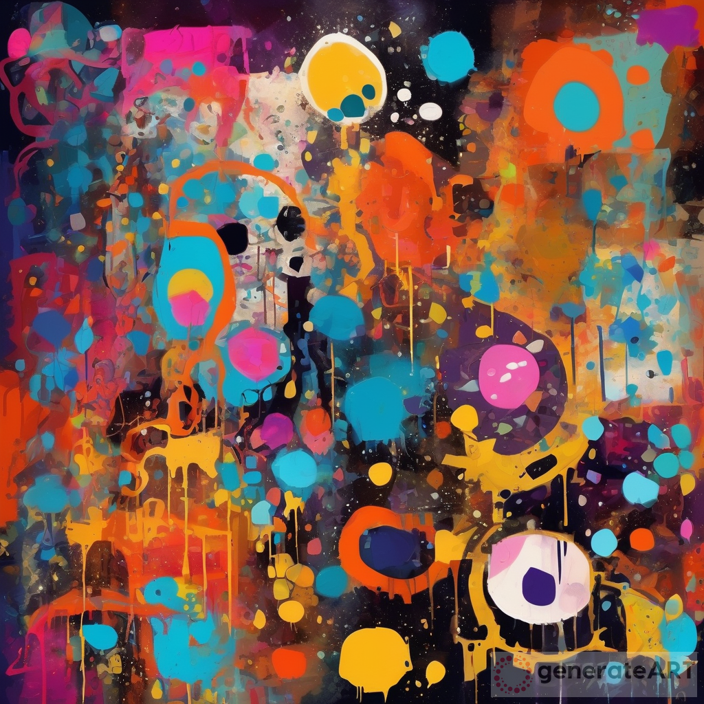Vibrant Abstract 2D Painting: A Fusion of Graffiti and Exquisite Patterns