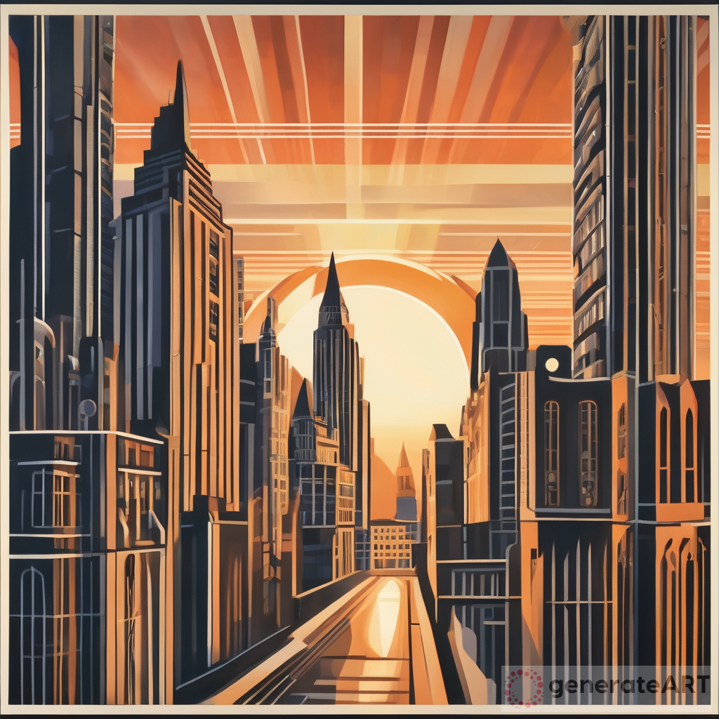 London Cityscape in Art Deco Style: An exquisite blend of architecture and art