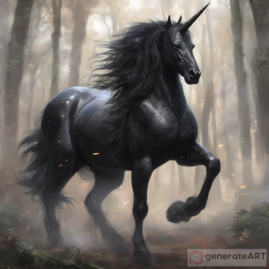Black Battle Unicorn: A Majestic Art Piece