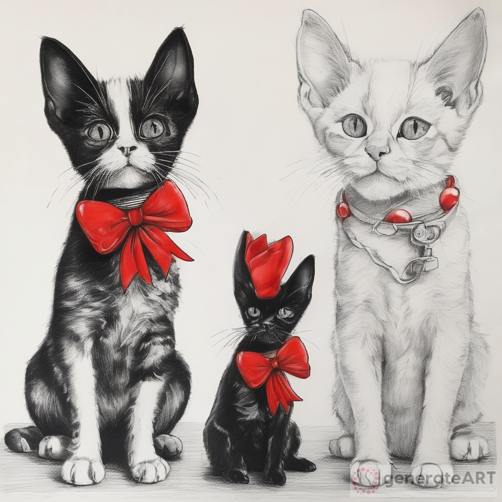 Black and White Drawing of Tatty with a Red Colored Gift